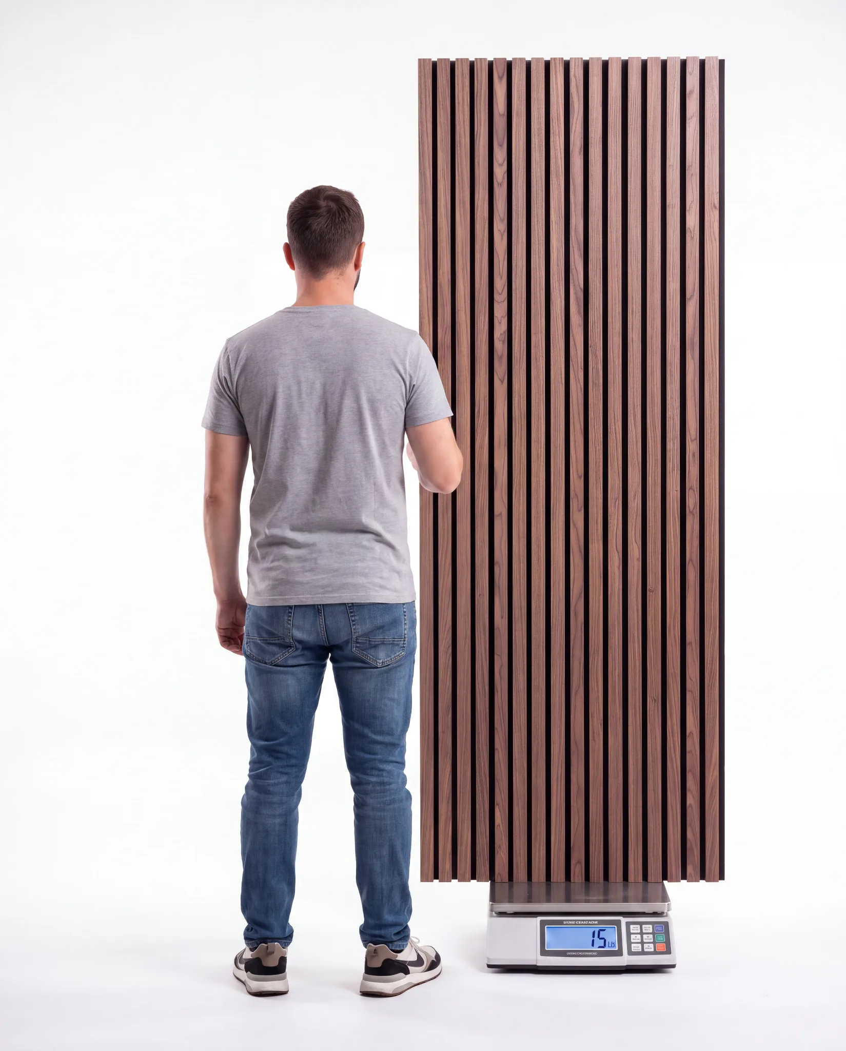 Lightweight acoustic wood slat panel weighing only 15 lb