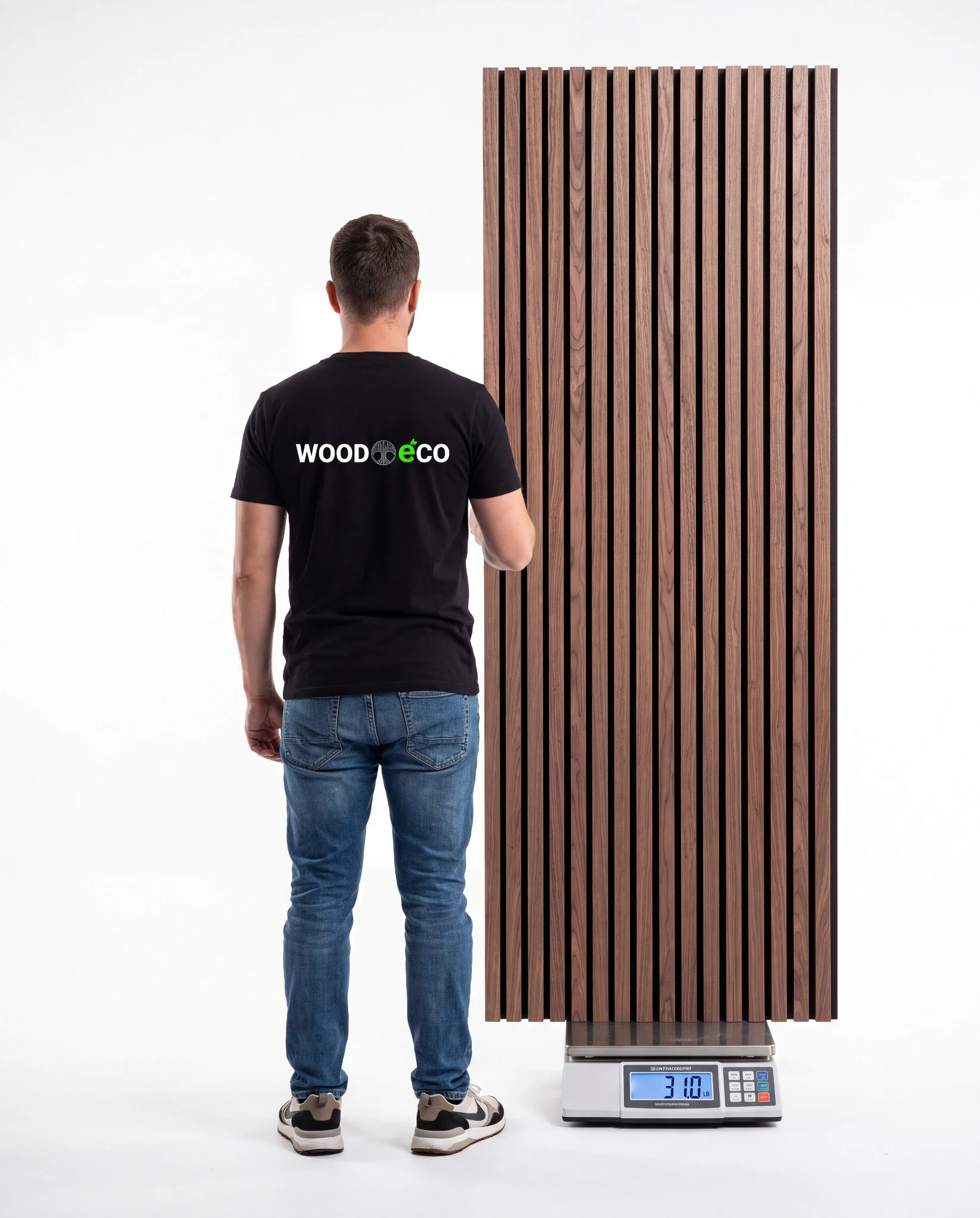 WoodEco premium acoustic wood slat panel weighing 31 lb